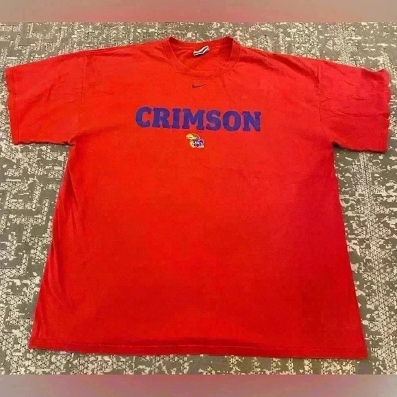 Kansas Jayhawks Nike Crimson&Blue Short Sleeve T Shirt size XXL color Red Flaws - Picture 1 of 7